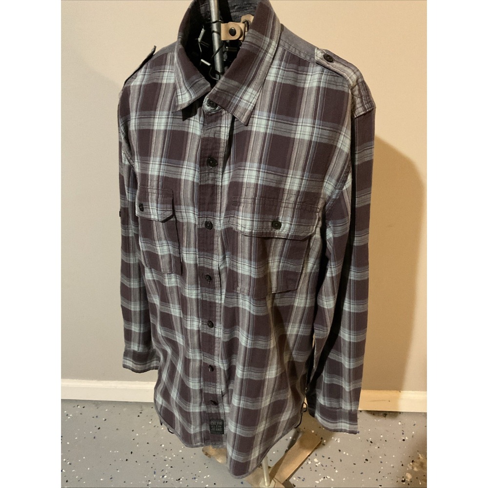 Calvin Klein Jeans Shirt Button‎ Front Men Medium  Striped Brown Tones. E7